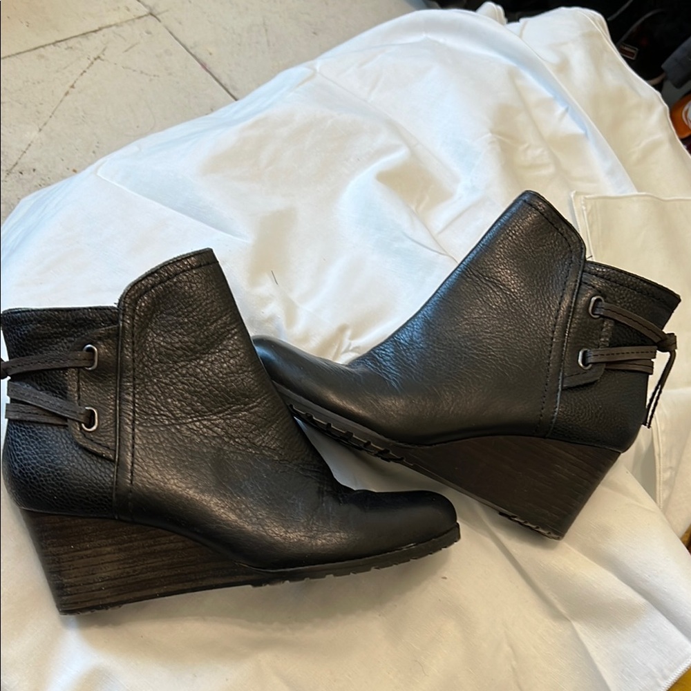 Cobb Hill Black Ankle Booties with Wedge Heel